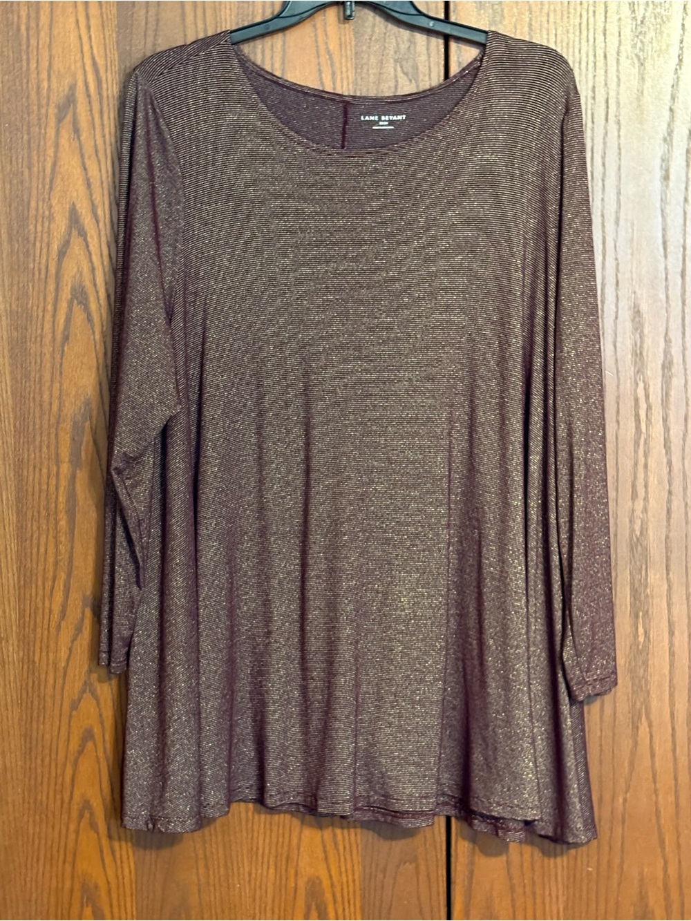 Lane Bryant Metallic Brown Long-Sleeve Swing Tunic
